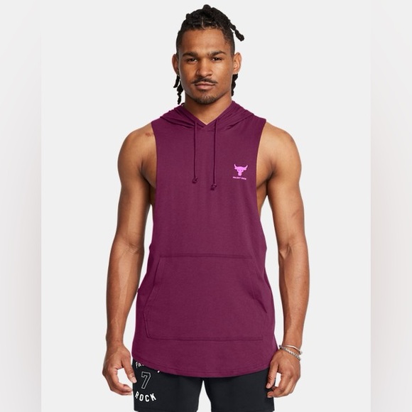 Under Armor Project Rock Sleeveless Hoodie in Purple/Magenta - Picture 1 of 7